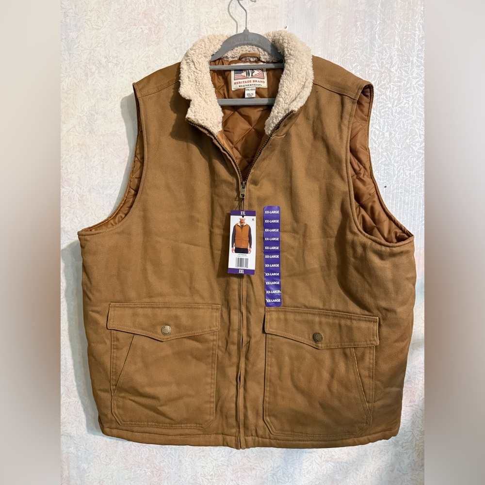 Men's Tan Sherpa-Lined Vest